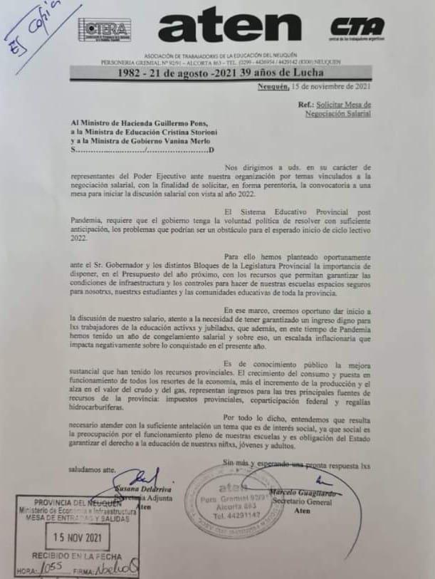 Nota pedido mesa salarial 2022