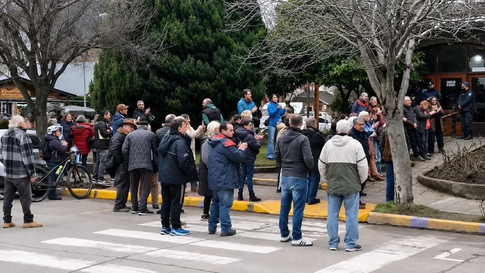 Vecinos en la puerta del palacio municipal2